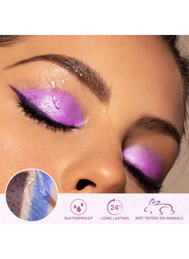 Glitter Liquid Eyeshadow, Metallic Glitter Shimmer Sparkling Eye Shadow, Long Lasting Waterproof High Pigments Sparkling Makeup Kit for Eyes, Metals Gloss Eyeliner Pen
