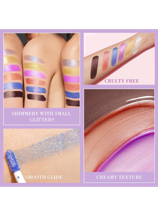 Glitter Liquid Eyeshadow, Metallic Glitter Shimmer Sparkling Eye Shadow, Long Lasting Waterproof High Pigments Sparkling Makeup Kit for Eyes, Metals Gloss Eyeliner Pen
