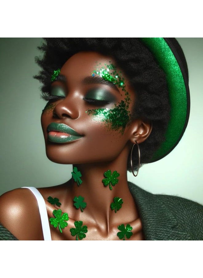 Paminify St Patricks Day Accessories Green Face Glitter Gel,St Patrick's Day Outfit for Women,Hair Glitter Green Face Paint Singer Concerts Festival Body Glitter,Sequins Face Glitter Makeup,50 ML