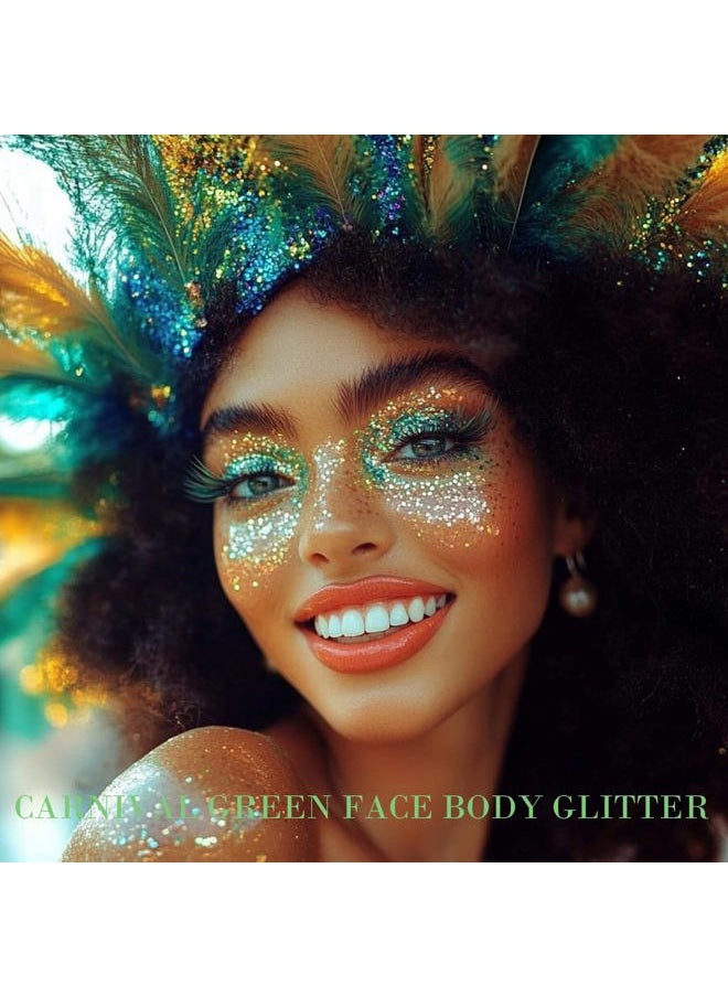 Paminify St Patricks Day Accessories Green Face Glitter Gel,St Patrick's Day Outfit for Women,Hair Glitter Green Face Paint Singer Concerts Festival Body Glitter,Sequins Face Glitter Makeup,50 ML