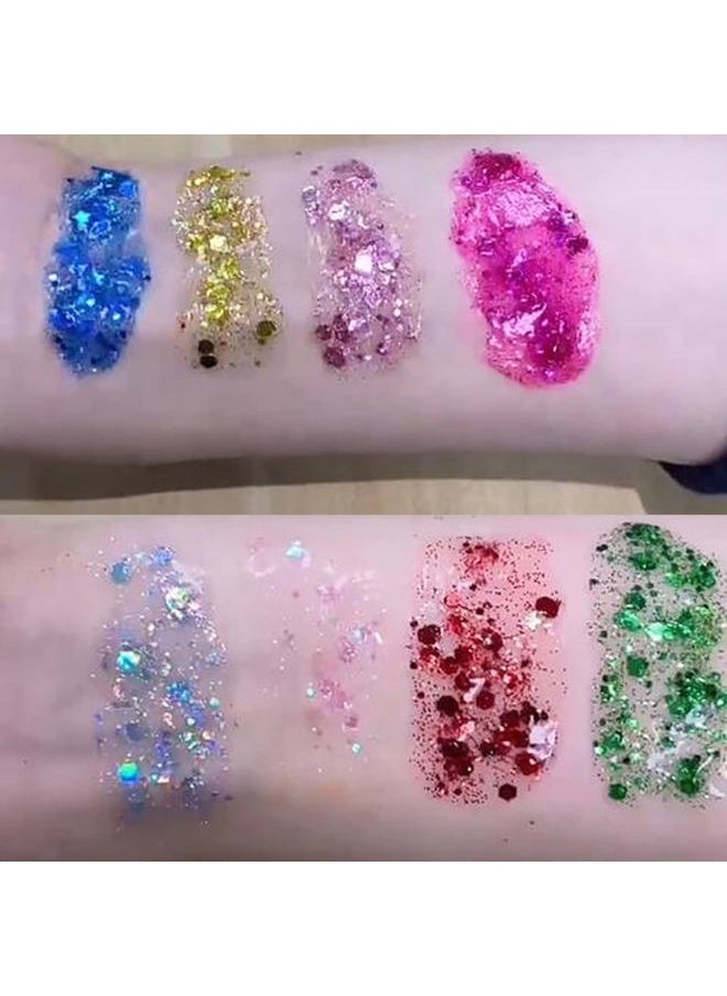 Paminify St Patricks Day Accessories Green Face Glitter Gel,St Patrick's Day Outfit for Women,Hair Glitter Green Face Paint Singer Concerts Festival Body Glitter,Sequins Face Glitter Makeup,50 ML