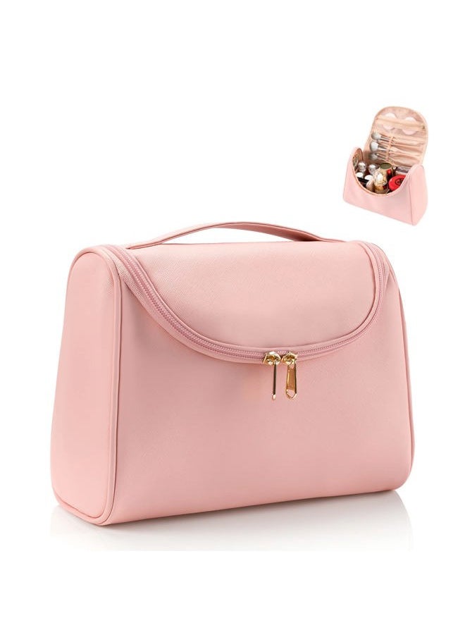 Travel Makeup Bag, Toiletry Bag for Women Large Capacity Makeup Organizer Bag Vegan Leather Makeup Brush Organizer Waterproof Cosmetic Bags for Women