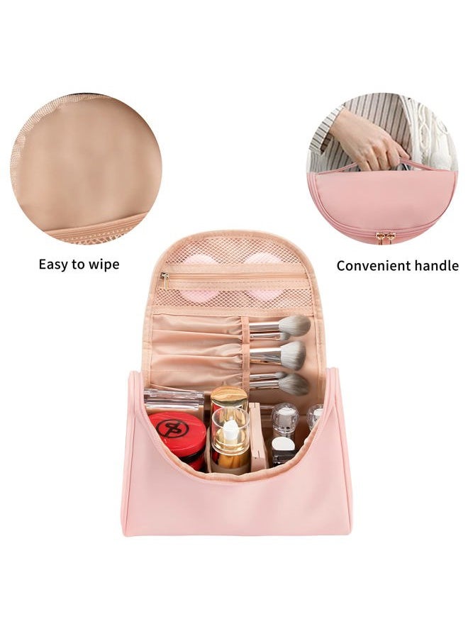 Travel Makeup Bag, Toiletry Bag for Women Large Capacity Makeup Organizer Bag Vegan Leather Makeup Brush Organizer Waterproof Cosmetic Bags for Women