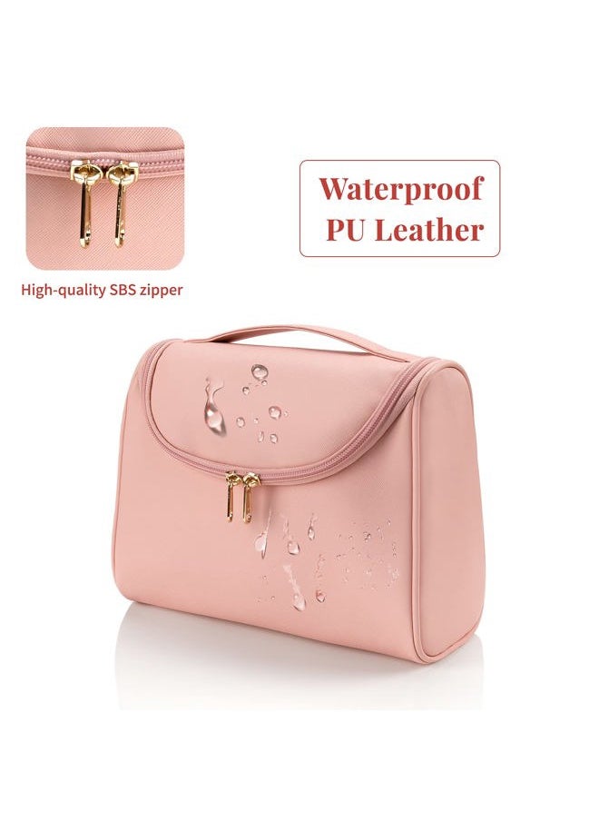 Travel Makeup Bag, Toiletry Bag for Women Large Capacity Makeup Organizer Bag Vegan Leather Makeup Brush Organizer Waterproof Cosmetic Bags for Women