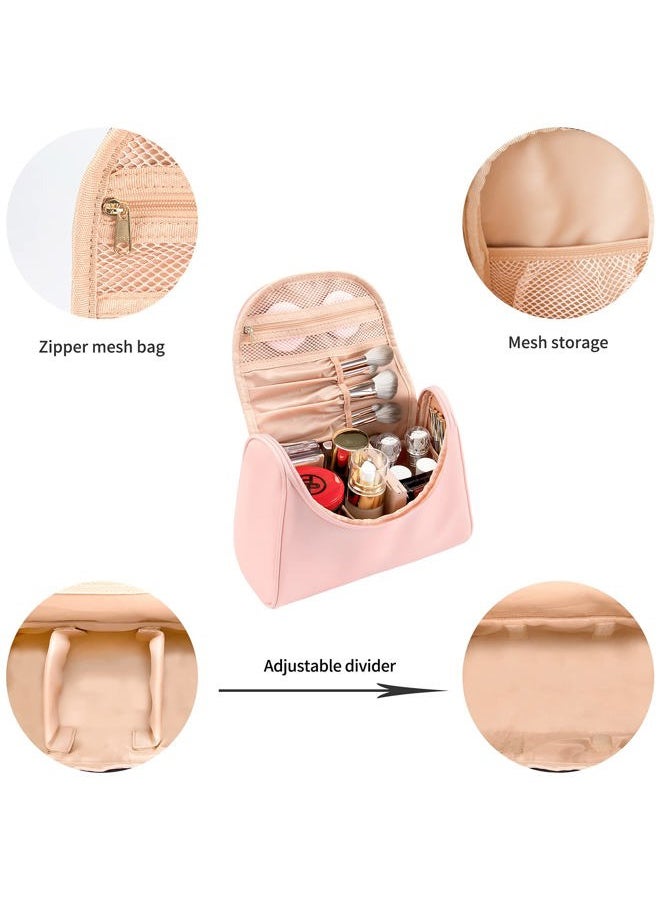 Travel Makeup Bag, Toiletry Bag for Women Large Capacity Makeup Organizer Bag Vegan Leather Makeup Brush Organizer Waterproof Cosmetic Bags for Women