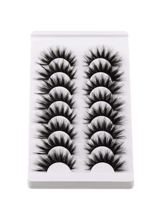 False Eyelashes Fluffy Mink Lashes 20 MM Long False Lashes 9D Cat-eye Volume Faux Mink Lashes Pack 8 Pairs by FANXITON
