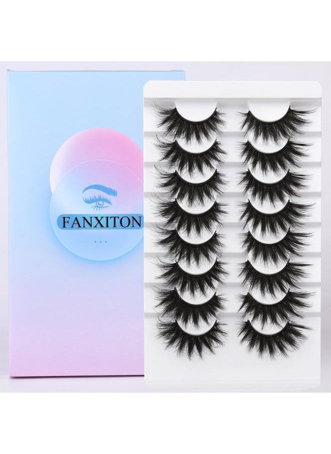 False Eyelashes Fluffy Mink Lashes 20 MM Long False Lashes 9D Cat-eye Volume Faux Mink Lashes Pack 8 Pairs by FANXITON