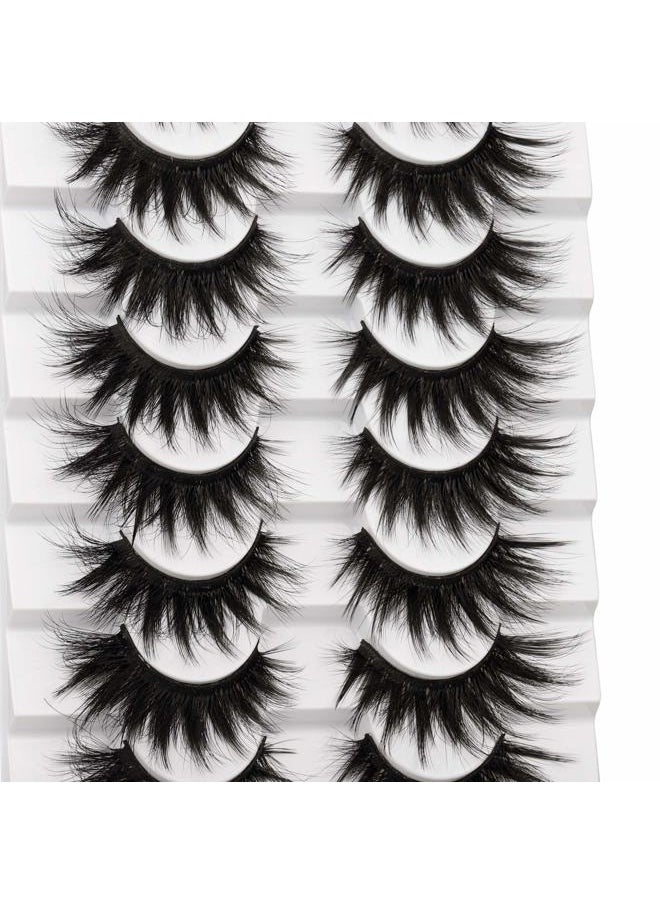False Eyelashes Fluffy Mink Lashes 20 MM Long False Lashes 9D Cat-eye Volume Faux Mink Lashes Pack 8 Pairs by FANXITON