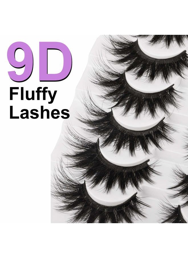 False Eyelashes Fluffy Mink Lashes 20 MM Long False Lashes 9D Cat-eye Volume Faux Mink Lashes Pack 8 Pairs by FANXITON