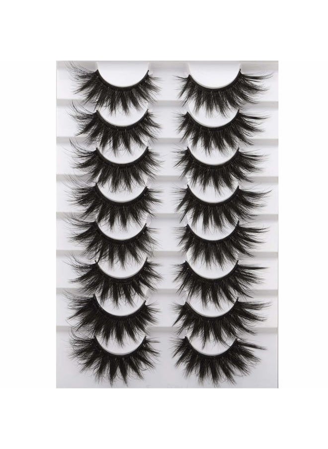 False Eyelashes Fluffy Mink Lashes 20 MM Long False Lashes 9D Cat-eye Volume Faux Mink Lashes Pack 8 Pairs by FANXITON