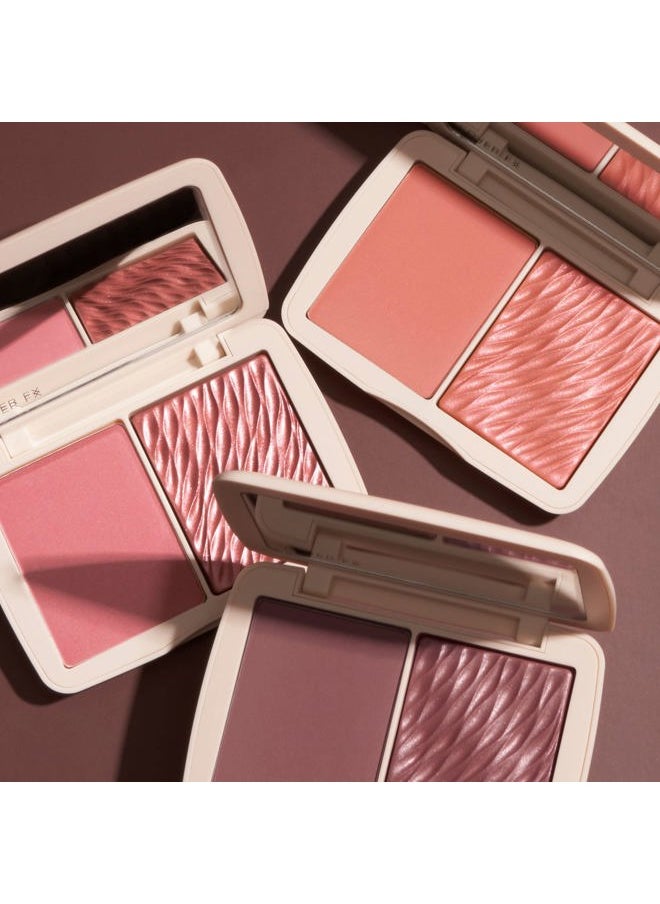 COVER FX Monochromatic Powder Blush Duo - Warm Honey: Bronzed Rose - Matte + Shimmer Finish - Create Custom, High Impact Color