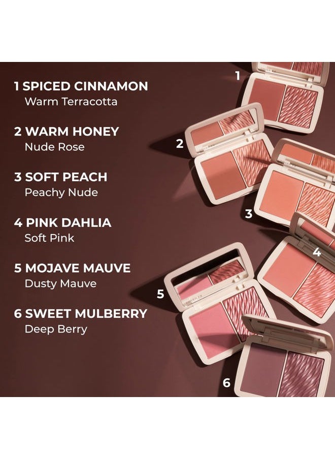COVER FX Monochromatic Powder Blush Duo - Warm Honey: Bronzed Rose - Matte + Shimmer Finish - Create Custom, High Impact Color