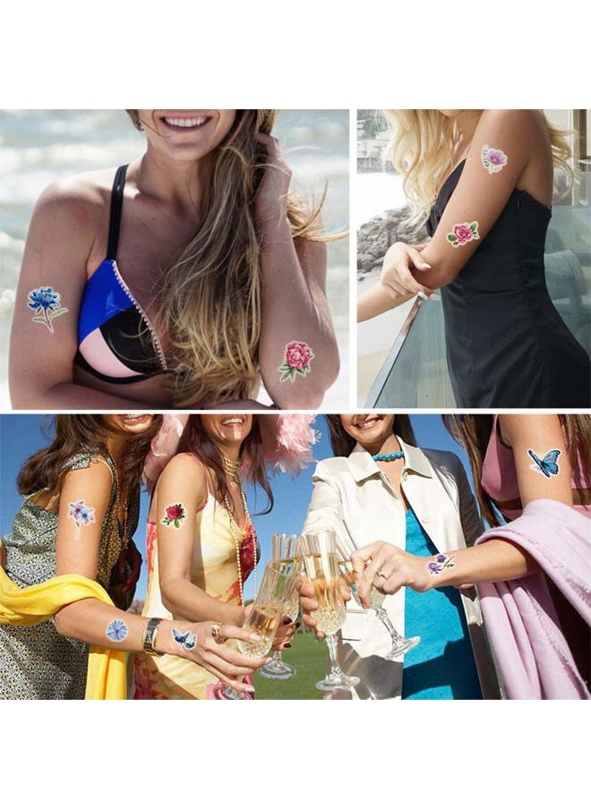 50Sheet Flower Temporary Tattoos for Women Teens Girls, Tiny Temporary Tattoo Adult Waterproof Body Art Sticker Hand Neck Wrist, include Flower Butterfly Leaf Lotus Cherry Blossoms Tattoo