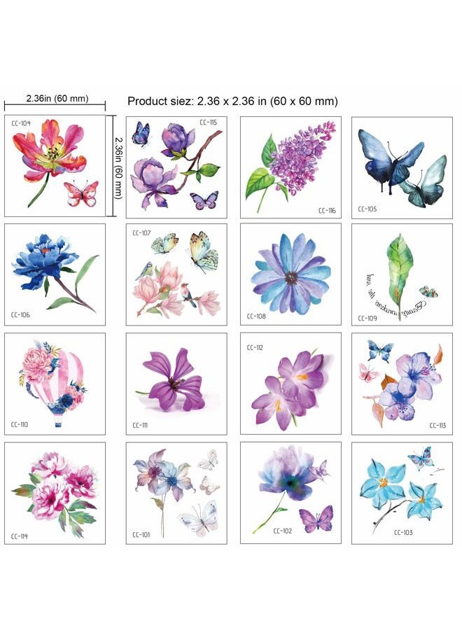 50Sheet Flower Temporary Tattoos for Women Teens Girls, Tiny Temporary Tattoo Adult Waterproof Body Art Sticker Hand Neck Wrist, include Flower Butterfly Leaf Lotus Cherry Blossoms Tattoo