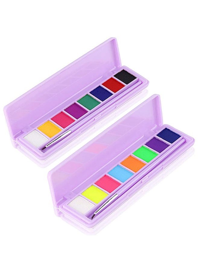 16 Colors Water Activated Eyeliner Palette,Highly Pigmented Bright Vibrant Fluorescent Rainbow Colorful Face and Body Paint Makeup,Matte and UV Paint Graphic Eyeliner with Brushes