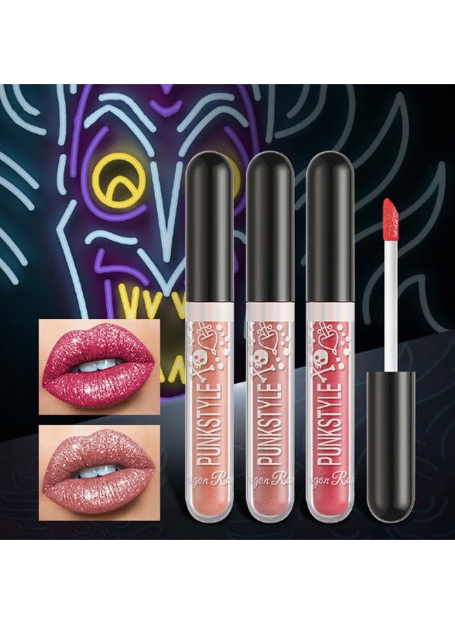 12 Pcs Matte Liquid Lipstick Set Lip Makeup, Glitter Diamond Shining Lip gloss 24 Hour Long Lasting Waterproof Halloween Makeup Lipsticks Gift Set for Women