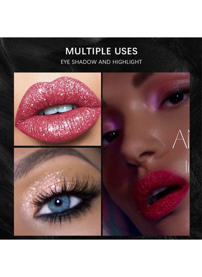 12 Pcs Matte Liquid Lipstick Set Lip Makeup, Glitter Diamond Shining Lip gloss 24 Hour Long Lasting Waterproof Halloween Makeup Lipsticks Gift Set for Women