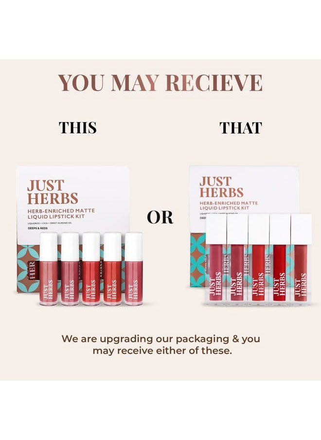 Organic Liquid Lipstick Kit Set of 5, Hydrating & Lightweight Lip Color - Paraben & Silicon Free - 1.6 fl oz. (Brights & Pinks)