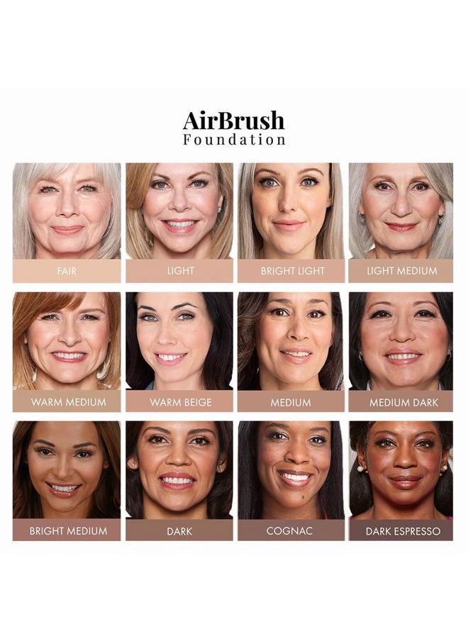 MagicMinerals AirBrush Foundation Set by Jerome Alexander – 3pc Set Includes Primer, Foundation and Kabuki Brush - Spray Makeup with Anti-aging Ingredients for Smooth Radiant Skin (Light Medium)