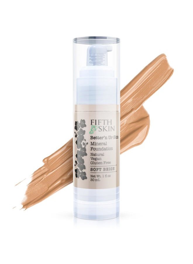 : Better'n Ur Skin Liquid Foundation (SOFT BEIGE) - Natural, Organic, Vegan, Cruelty-Free - Gluten-Free Beauty with Buildable Coverage and Palm-Free Luxury - 1 oz