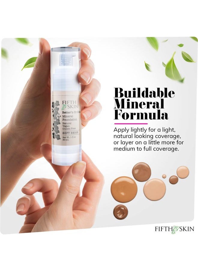 : Better'n Ur Skin Liquid Foundation (SOFT BEIGE) - Natural, Organic, Vegan, Cruelty-Free - Gluten-Free Beauty with Buildable Coverage and Palm-Free Luxury - 1 oz