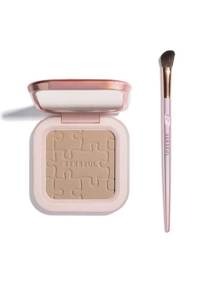 SERSEUL Face Sculpting Contour Powder, Matte Finish Contour Palette,Smooth Face Bronzing Pressed Powder, On the Go Contour Makeup Palette, cool toned Contour Shadow Powder for Light Skins
