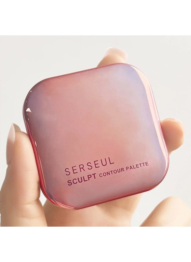 SERSEUL Face Sculpting Contour Powder, Matte Finish Contour Palette,Smooth Face Bronzing Pressed Powder, On the Go Contour Makeup Palette, cool toned Contour Shadow Powder for Light Skins