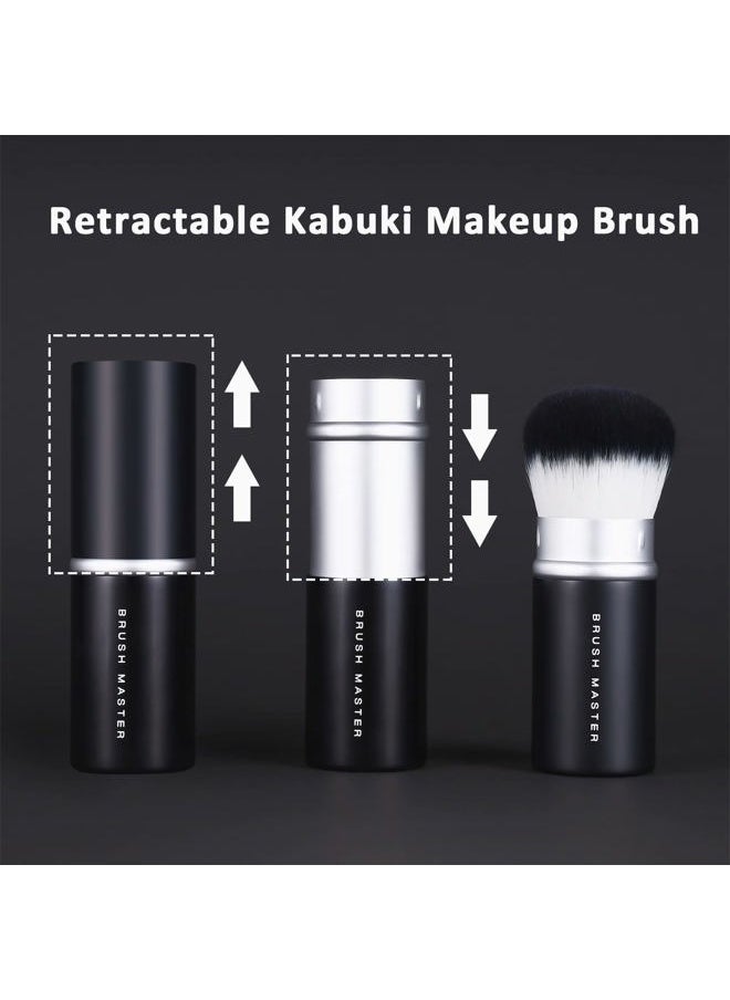 Retractable Kabuki Makeup Brush for Blush, Bronzer, Foundation, Powder, Travel Face Cosmetic Brush