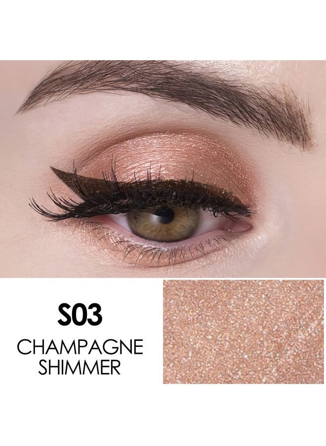 Glittering Liquid Eyeshadow, Quick-Drying, Crease Resistant, Creates High-Impact Shimmer Diamond Glow Eye Looks, Precise Applicator, 05 Champagne Shimmer