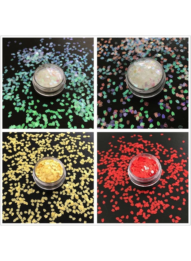 16 Colors Boxes Set Colorful Sakura Petals Shape Glitter Sequins for Festival Rave Beauty Makeup Face Body Nail Craft Art Christmas Halloween Decoration 16C