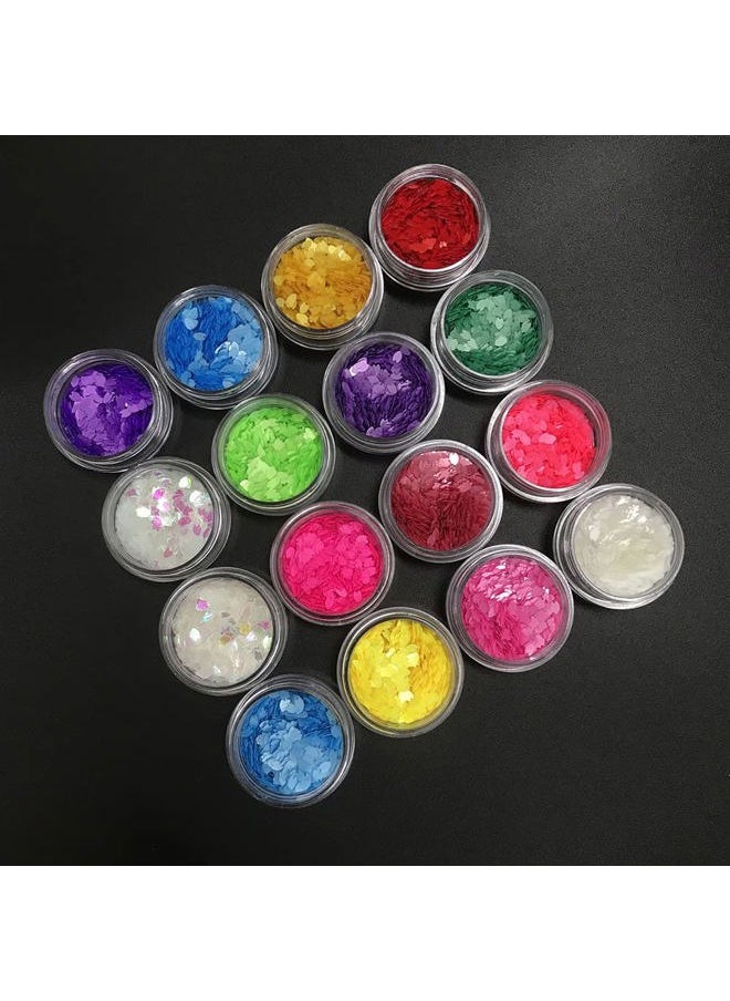 16 Colors Boxes Set Colorful Sakura Petals Shape Glitter Sequins for Festival Rave Beauty Makeup Face Body Nail Craft Art Christmas Halloween Decoration 16C