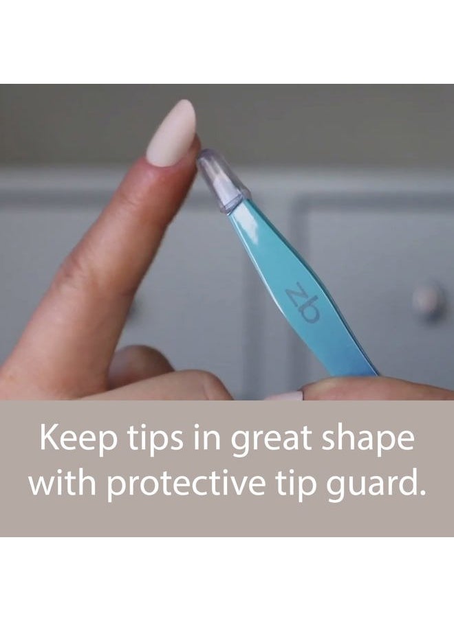 Tweezers - Limited Edition Aqua Ombré Slant Tweezer - Best Tweezers for Eyebrow, Hair Removal and Your Precision Needs
