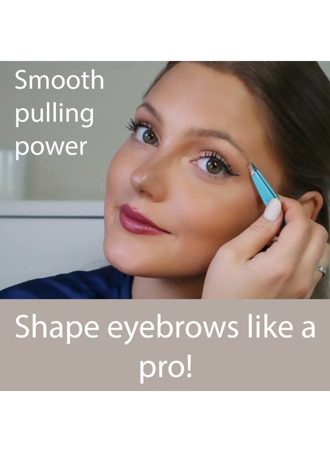 Tweezers - Limited Edition Aqua Ombré Slant Tweezer - Best Tweezers for Eyebrow, Hair Removal and Your Precision Needs
