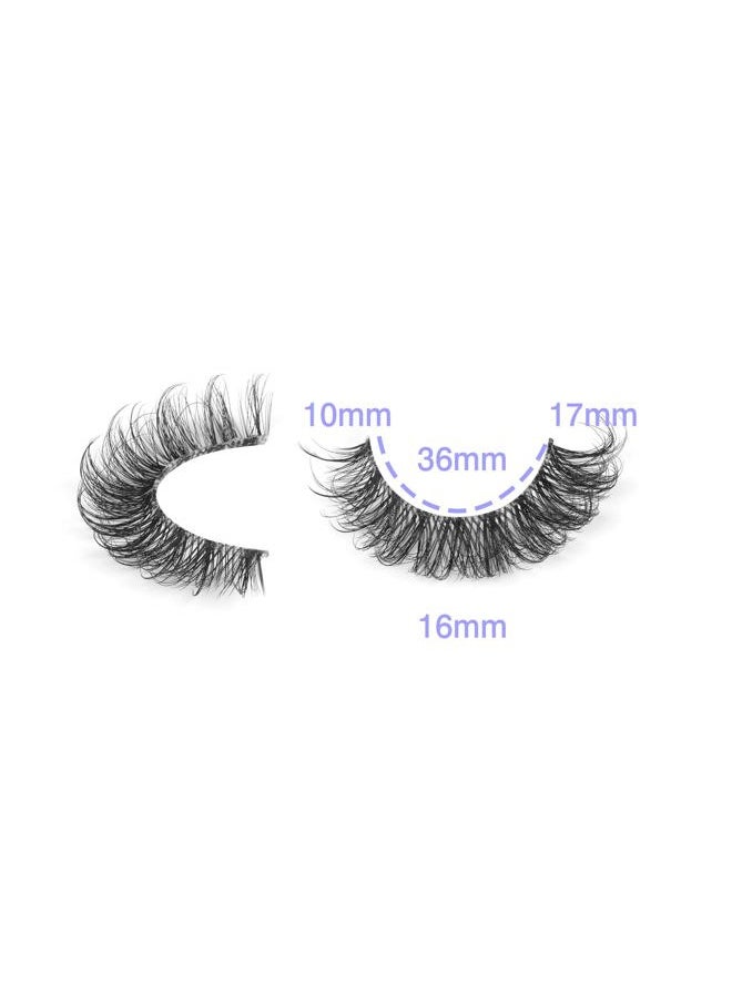 Eyelashes Clear Band Natural Wispy Fluffy Lashes Natural Look Russian Strip Lashes 3D Effect 16MM Cat Eye Lashes that Look Like Extensions False Lashes 10 Pairs Pack