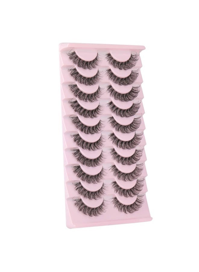 Eyelashes Clear Band Natural Wispy Fluffy Lashes Natural Look Russian Strip Lashes 3D Effect 16MM Cat Eye Lashes that Look Like Extensions False Lashes 10 Pairs Pack