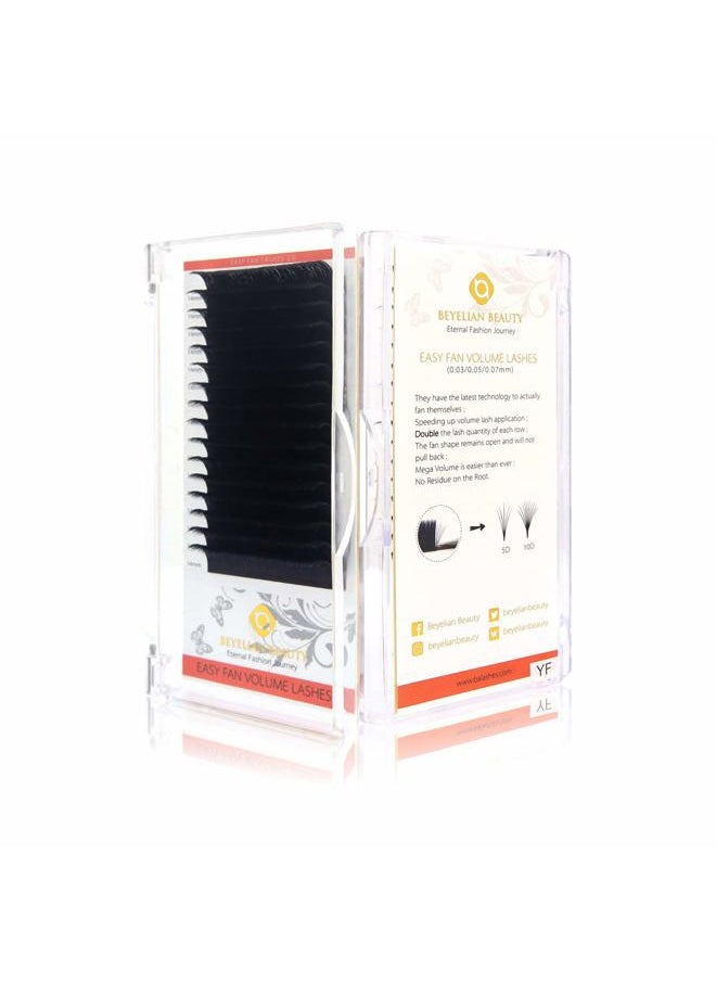 Volume Lash Extensions, Easy Fan Eyelash Extensions, 0.03 CC Curl 9-15mm Mixd, Self Fanning Individual Lashes, Semi-permanent Long Lasting Blooming Lashes for Professional Salon Use