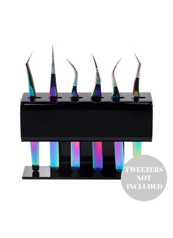 Lash Extension Supplies GEMERRY Tweezer Holder Tweezer Stand for Eyelash Extension Supplies Accessories Tools Acrylic Display Storage 6 Pcs Tweezers Shelf Holder (Black)