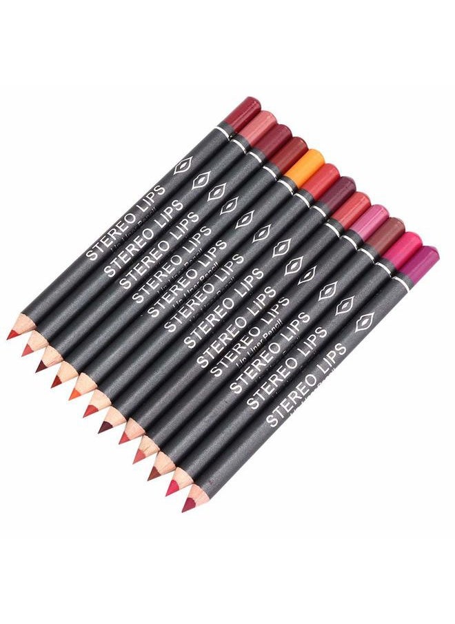 12Pcs Lot Set 12 Colors Professional Lip Liner Set, Matte Lip Liner Pencil, Smooth Lip Makeup Cosmetic Pen Set