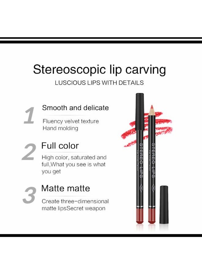 12Pcs Lot Set 12 Colors Professional Lip Liner Set, Matte Lip Liner Pencil, Smooth Lip Makeup Cosmetic Pen Set