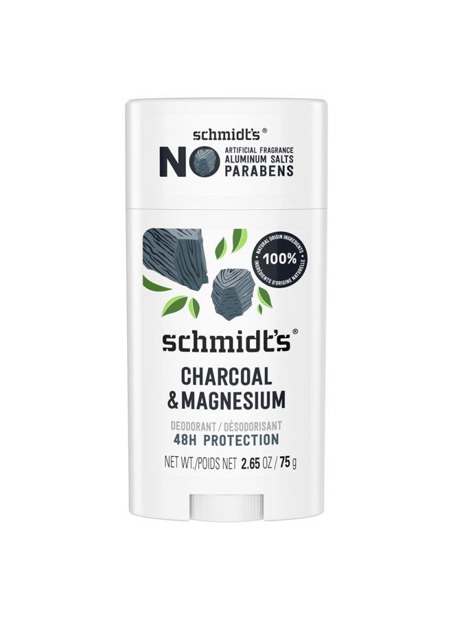 Aluminum-Free Vegan Deodorant Charcoal & Magnesium with 48 Hour Odor Protection, for Women and Men, Natural Ingredients, Cruelty-Free, 2.65 oz