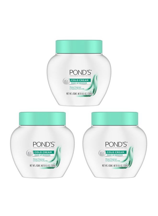 Cold Face Cream, Skin Care Facial Cleanser for All Skin Types, Deep Moisturizing Face Wash & Makeup Remover, 9.5 oz, 3 Pack