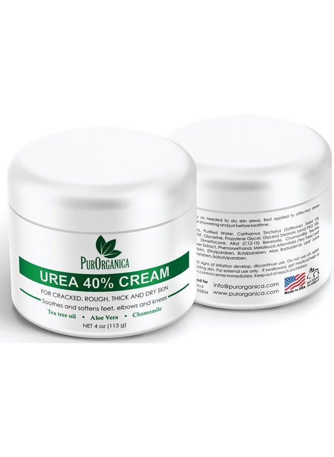 Urea 40% Cream – Made in USA – Foot Cream for Thick, Cracked, Rough, Dead & Dry Skin - Corn, Callus and Dead Skin Remover, Toenail Softener, Moisturizer For Feet, Elbows, Hands and Knees