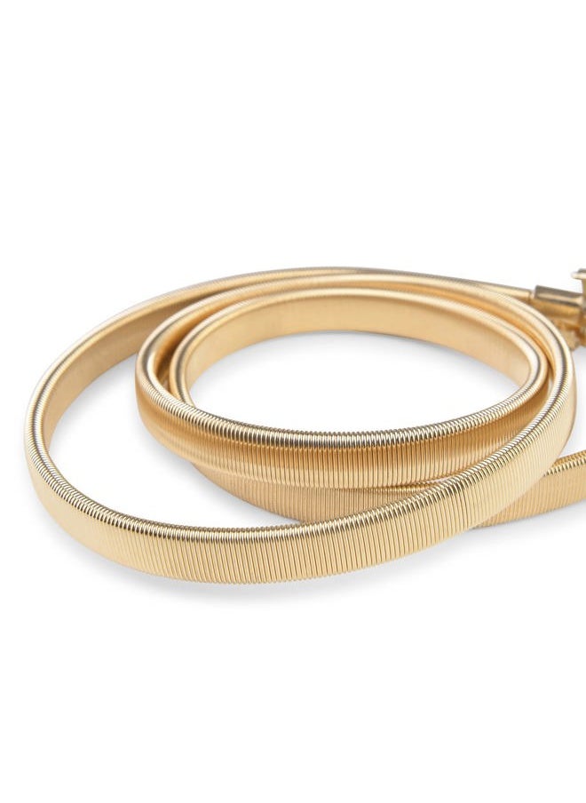 Metallic Elastic Stretchy Chain Belt (Gold/Rhinestone, M)