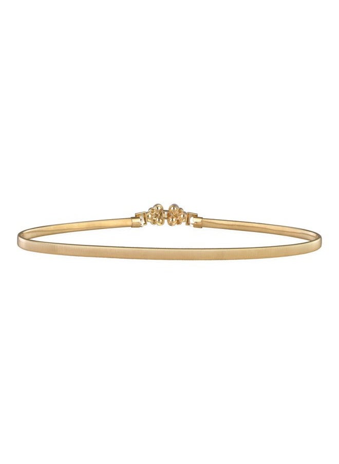 Metallic Elastic Stretchy Chain Belt (Gold/Rhinestone, M)