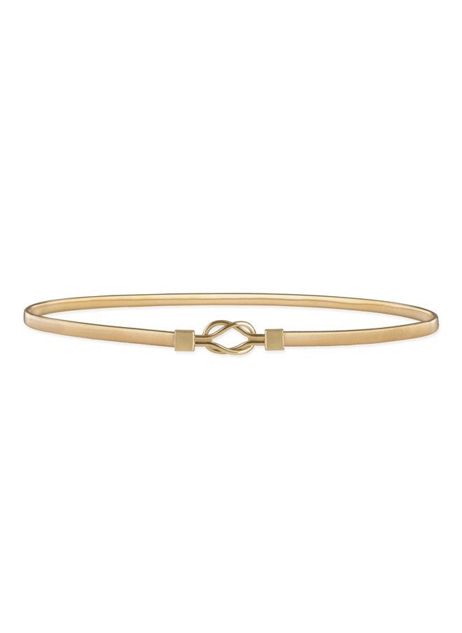 Metallic Elastic Stretchy Chain Belt (Gold/Round Interlock, S)