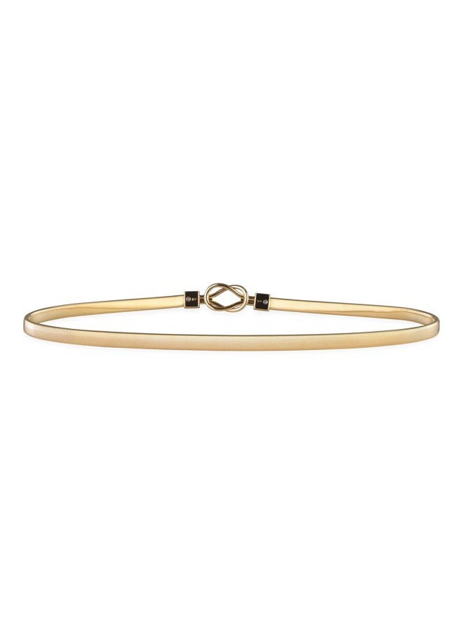 Metallic Elastic Stretchy Chain Belt (Gold/Round Interlock, S)
