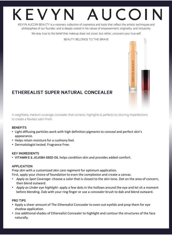 The Etherealist Super Natural Concealer, EC 09 (Deep) shade: Weightless corrector, multi-use and highlights. Makeup artist go to that blurs imperfections for a flawless finish.