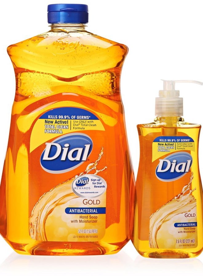 Gold Antibacterial Liquid Soap with Moisturizer, 7.5 Oz Pump Bottle + 52 Oz Refill