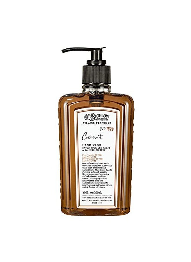 C.O. Bigelow Hand Wash Coconut, Village Perfumer Moisturizing Hand Soap for Bathroom & Kitchen with Aloe Vera and Pro-Vitamin B5, 10 fl oz