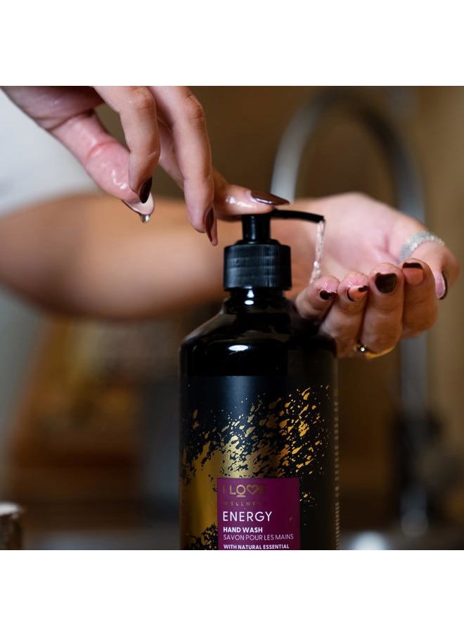 Wellness Energy Hand Wash - Hydrating Hand Soap with Essential Oils - Naturally Fragranced with Cardamom - With Vitamin E - 16.9 oz